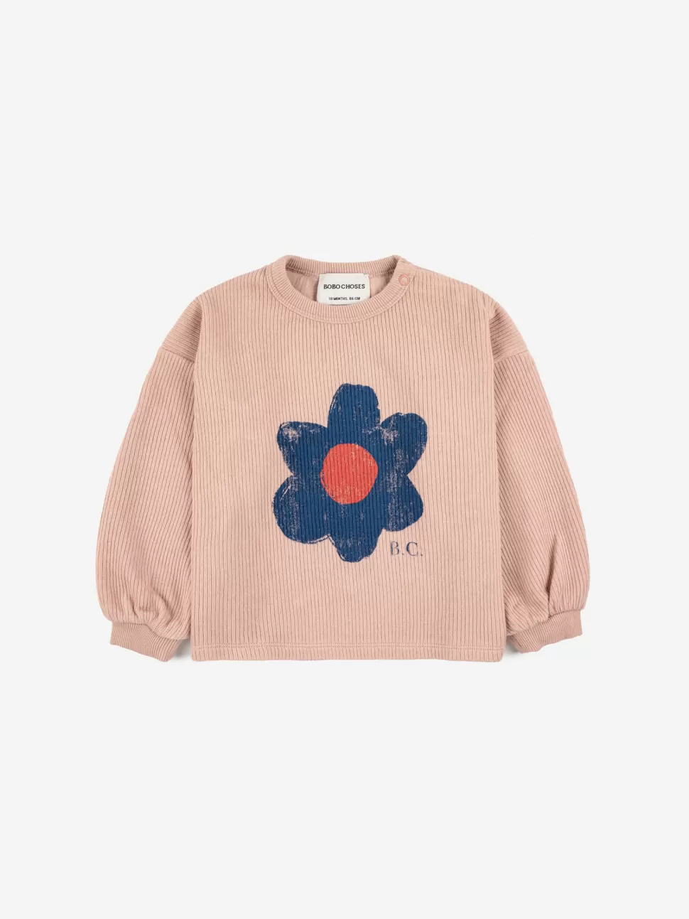 Outlet | Baby Big Flower Puff Sleeves Sweatshirt | Pink Vrouw Truien + Vesten