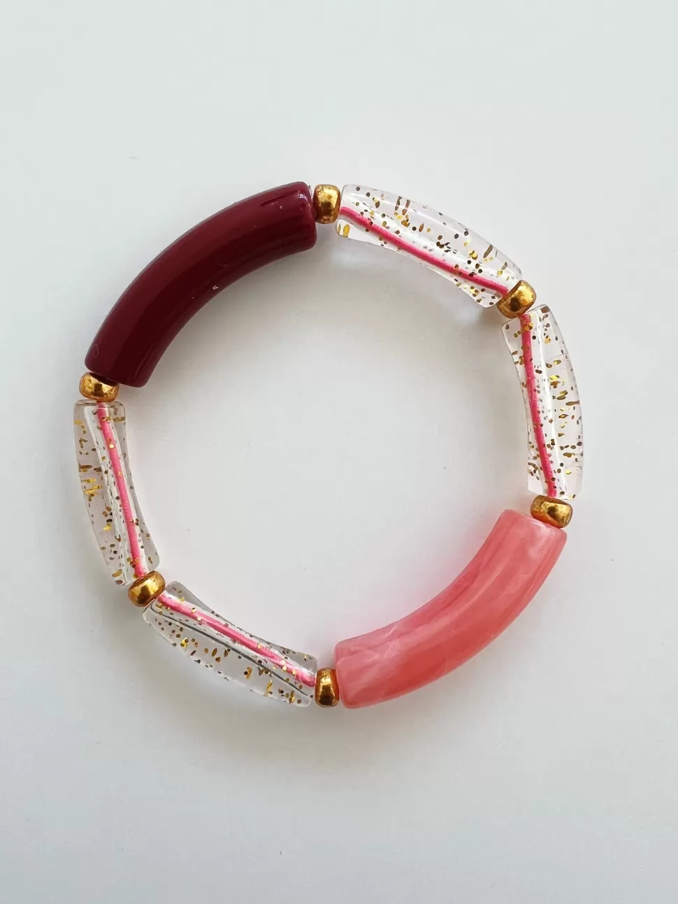 Flash Sale | Glitter Armband Tube | Bordeaux / Roze Sieraden