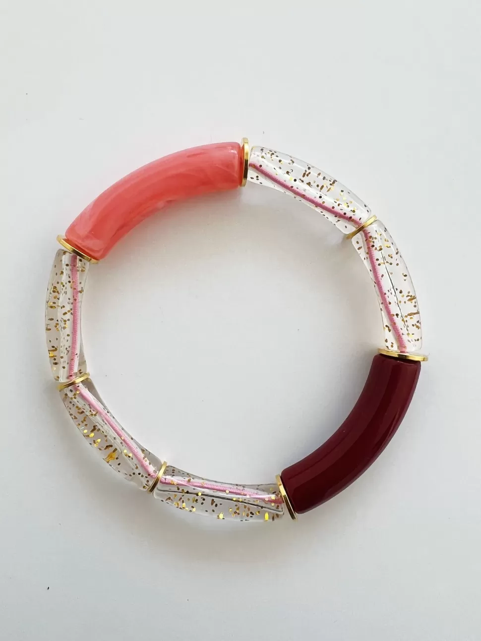 Flash Sale | Glitter Armband Tube | Bordeaux / Roze Sieraden