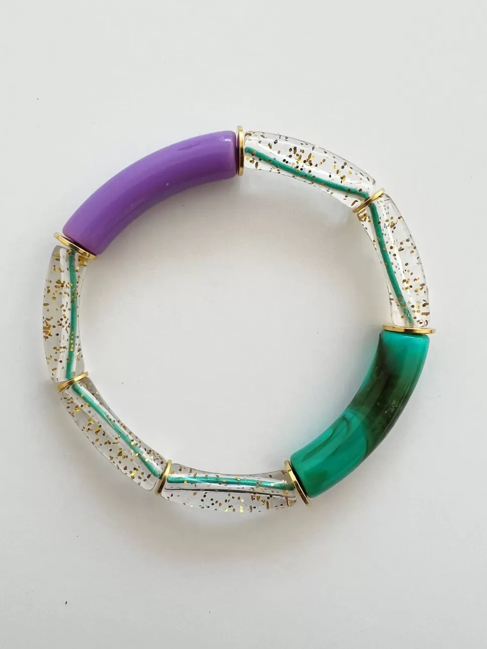 Online | Glitter Armband Tube | Groen / Paars Sieraden