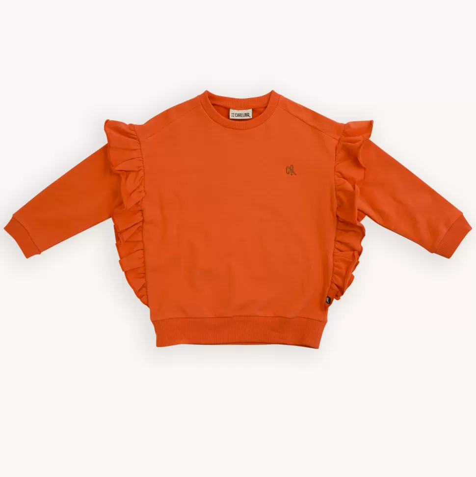 Cheap | Sweater With Side Ruffles | Orange Vrouw Truien + Vesten