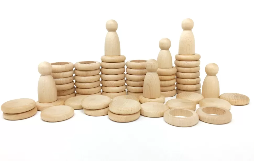 Best Sale | Houten Nins, Ringen En Schijfjes Set Open Ended Play