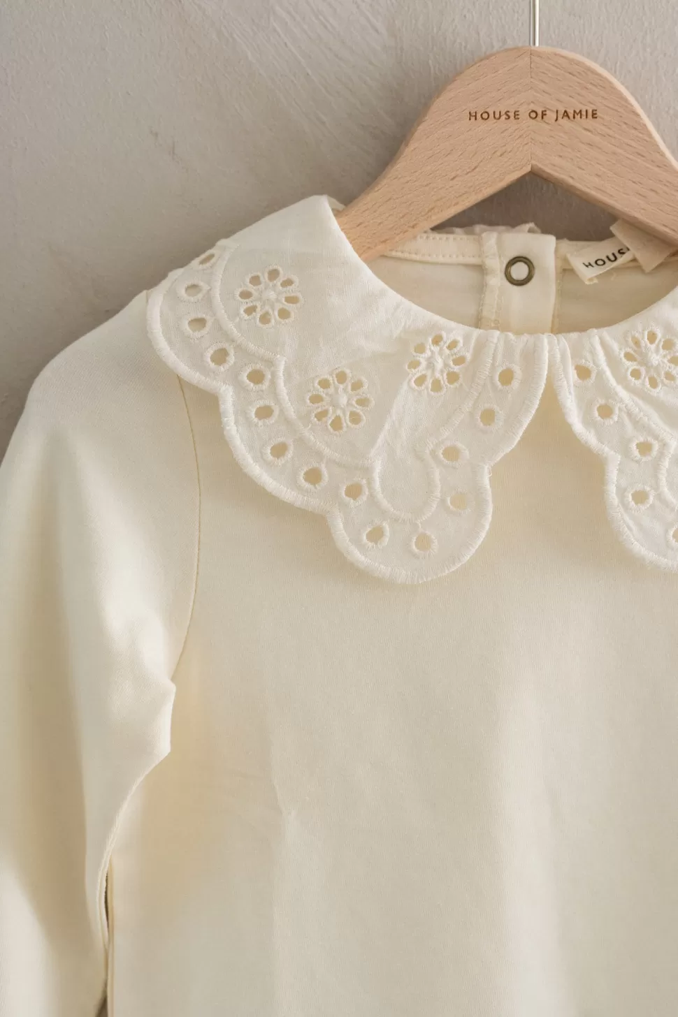 Cheap | Crochet Collar Tee | Cream Vrouw Shirts