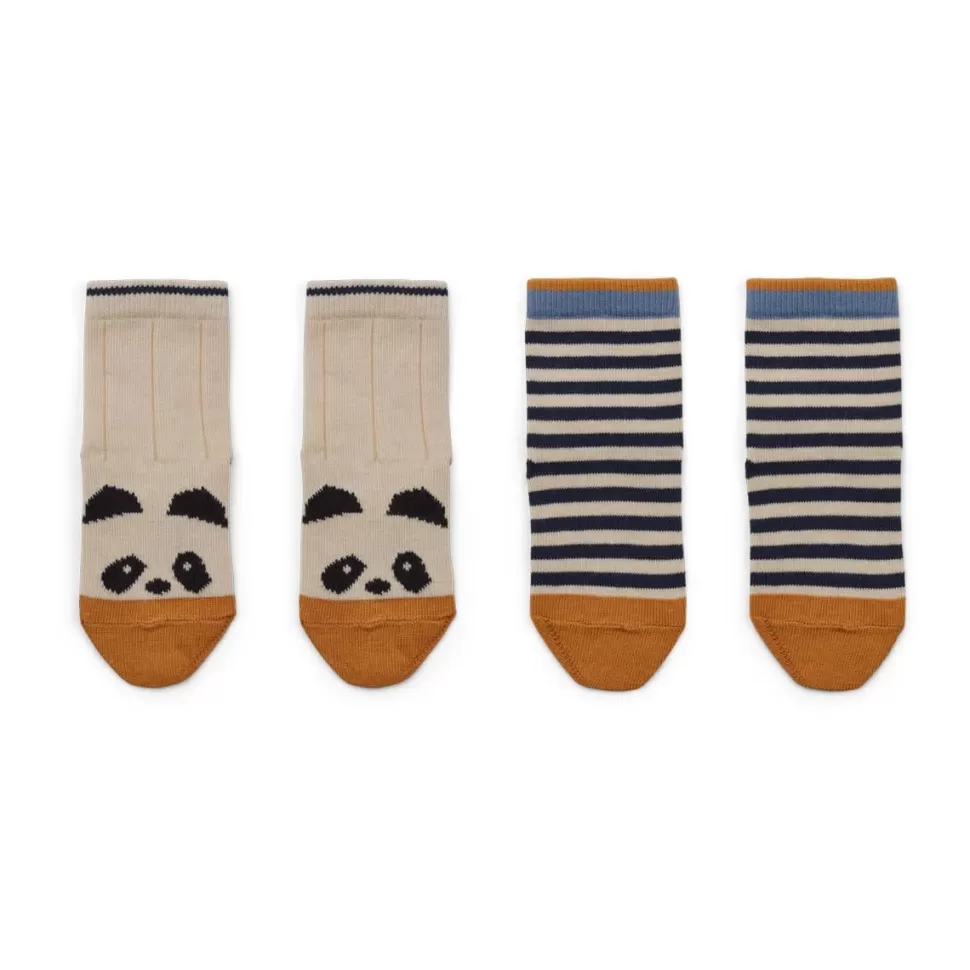 Sale | Silas Cotton Socks Panda Stripe Ecru | 2-Pack Sokken + Maillots