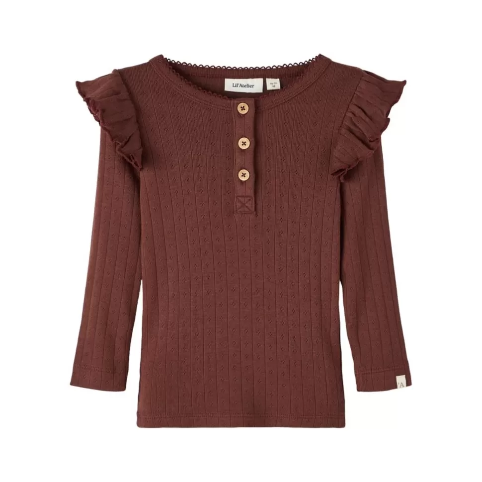 Online | Rachel Slim Top Ls | Rum Raisin Vrouw Shirts