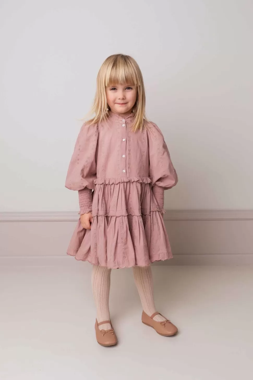 Discount | Dela Dress | Cream Taupe Heart Embroidery Vrouw Jurken