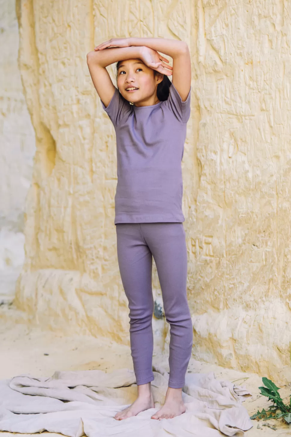 Online Mingo | Rib Legging | Lavender Vrouw Broeken