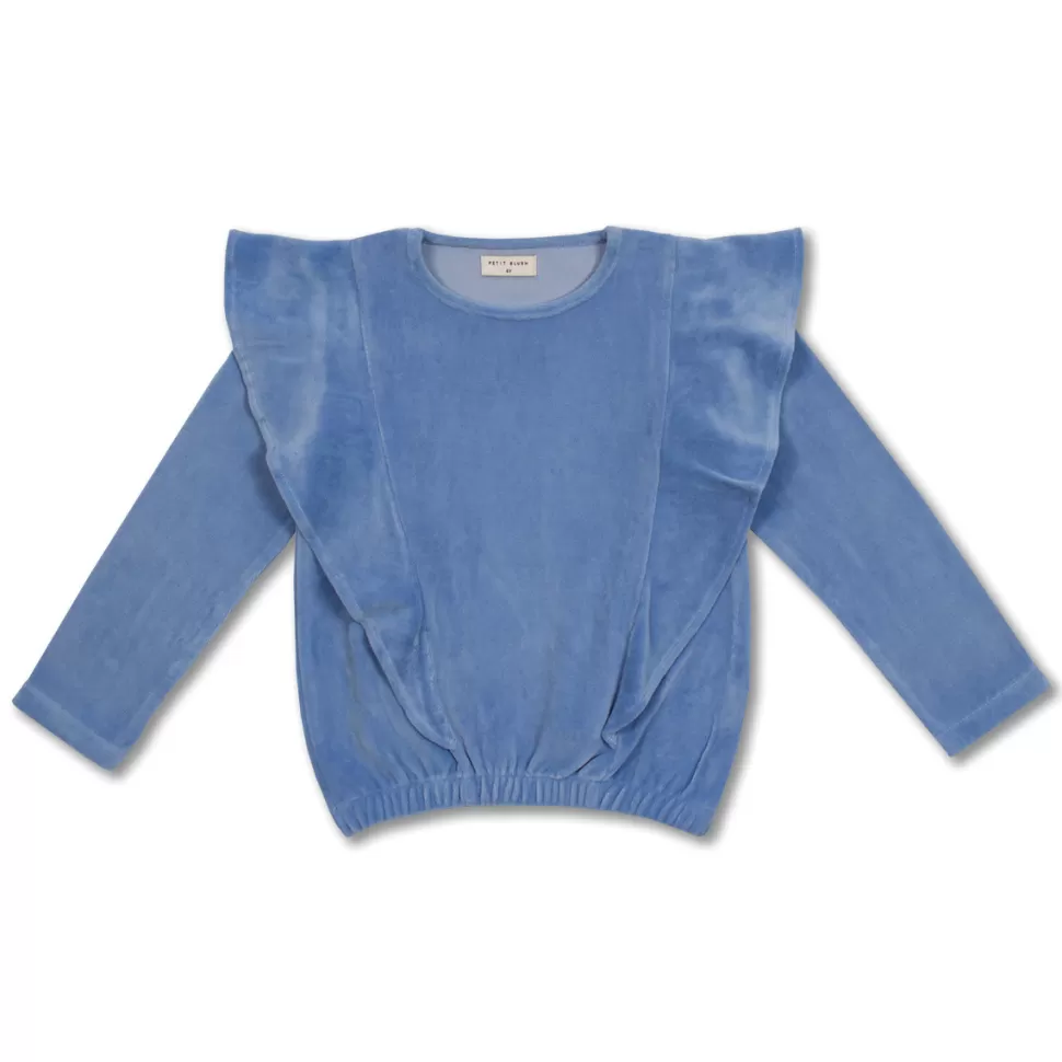 Store | Ruffle Sweater Velour | Dreamy Blue Vrouw Truien + Vesten