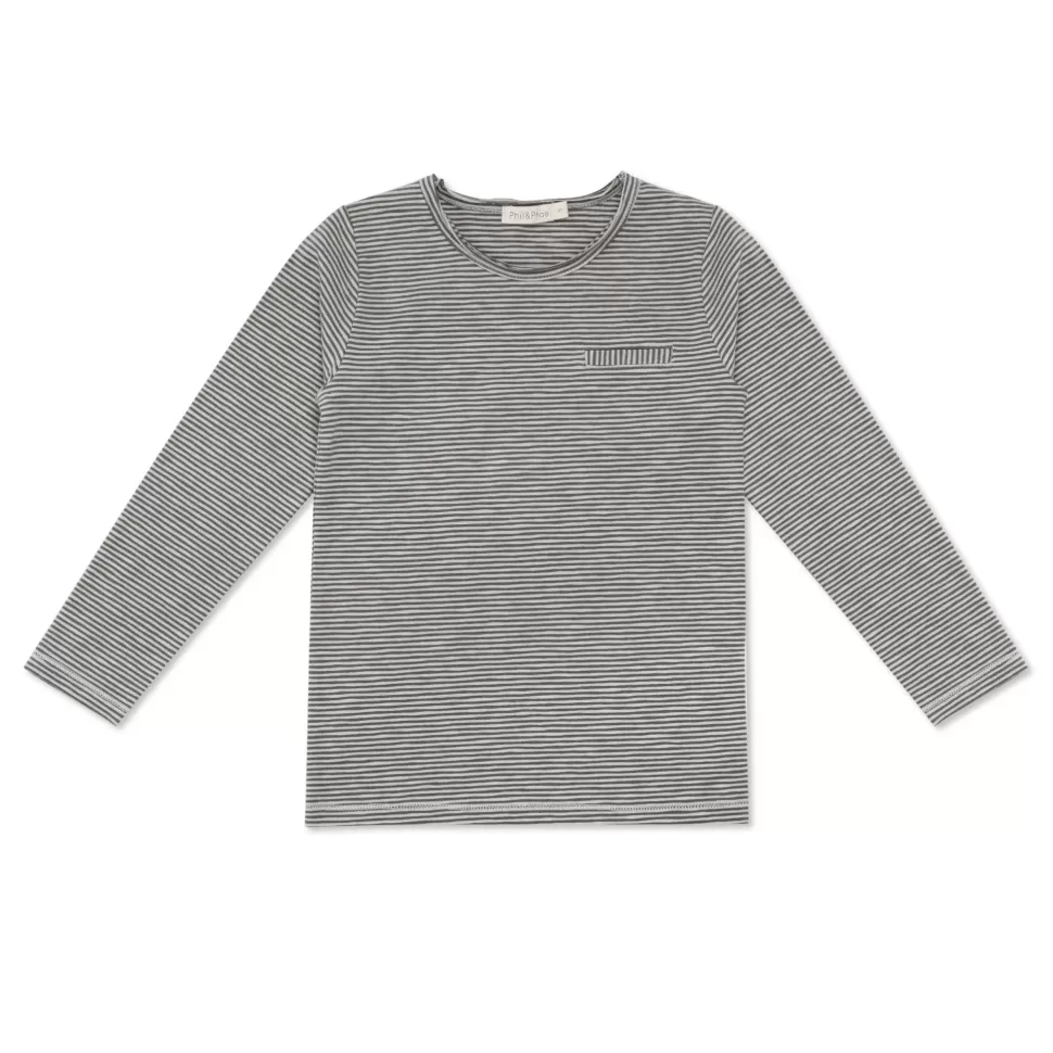 Clearance | Pocket Longsleeve Tee | Graphite Stripes Man Shirts