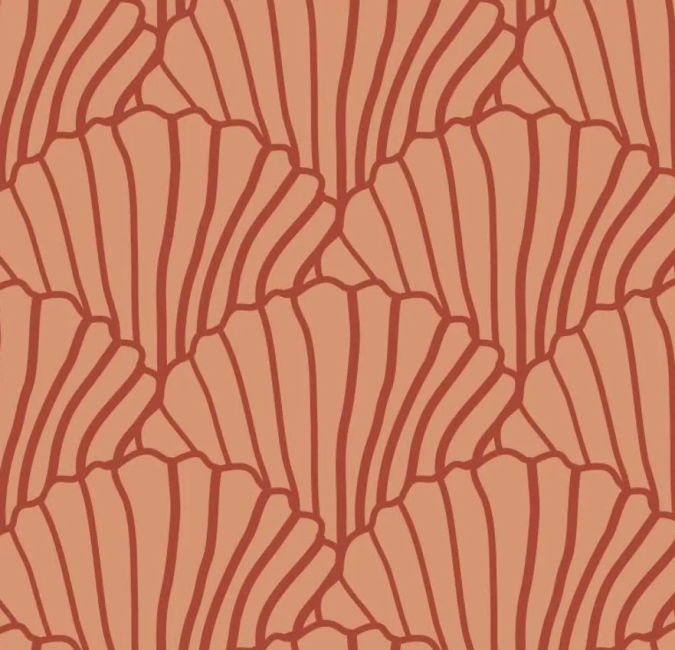 Outlet | Seashells Terracotta Pink + Burgundy | 90X200 Hoeslaken 1-Persoons Slapen