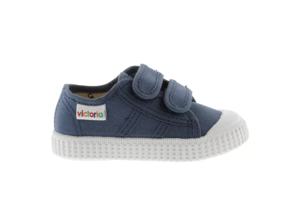 Hot | 136606 | Lage Sneakers Klittenband | Jeans Blauw Schoenen