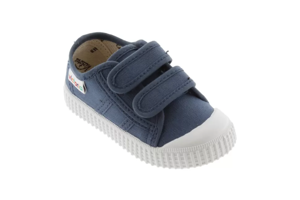 Hot | 136606 | Lage Sneakers Klittenband | Jeans Blauw Schoenen